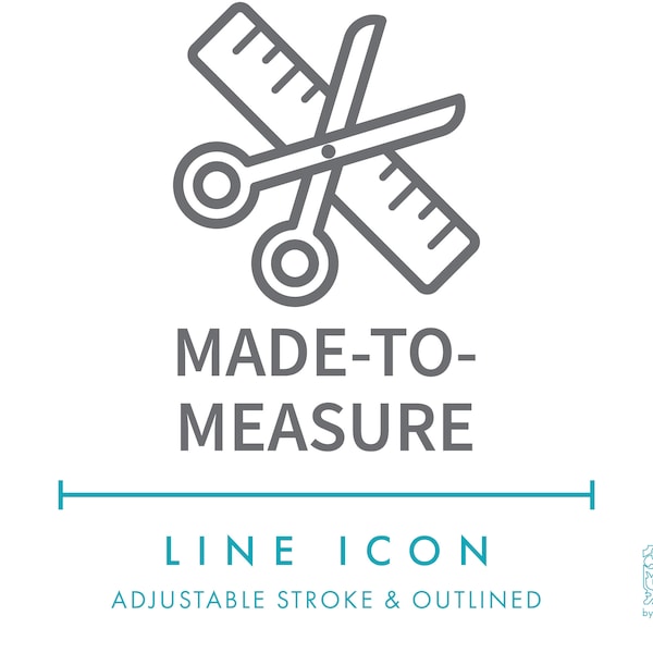 Made to Measure Line Icon SVG, Minimalist Made to Order Unique Handmade Small Business Icon PNG, Custom Made Product Symbol Vector Icon