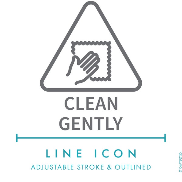 Clean Gently Jewelry Care Line Icon SVG, Minimalist Wipe with Soft Cloth Jewellery Care Instructions PNG, Bijouterie Accessories Care Symbol