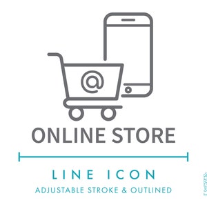 Icône de ligne de commerce électronique de magasin en ligne mobile SVG, icône de magasin en ligne d'application de téléphone minimaliste PNG, vecteur de symbole de logo de site Web de commerce international