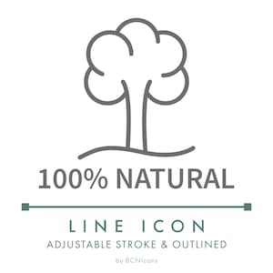 Icona lineare 100% naturale SVG, logo minimalista per packaging ecologico PNG, icona vettoriale di prodotto cosmetico naturale