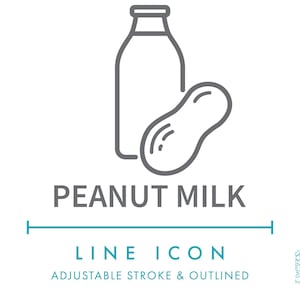 Icône de ligne de lait d'arachide SVG, icône de symbole d'allergènes alimentaires de lait végétalien sans produits laitiers, vecteur d'ingrédients d'allergie nutritionnelle de types de lait végétal de noix