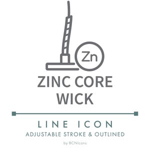 Zinc Core Wick Line Icon SVG, Minimalist Wax Candle Wick Packaging Clipart PNG, Metal Core Candle Making Vector Symbol