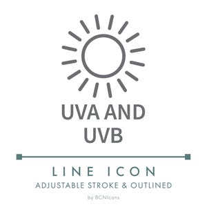 UVA / UVB Protection Line Icon SVG, Minimalist Sun Protection Cosmetics Packaging Logo png, Uv Spf Factor Natural Product Symbol Vector