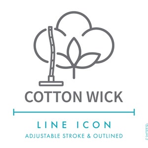 Baumwolldocht Linie Symbol SVG, minimalistische Wachskerze Verpackung Clip Art PNG, Natürliche Kerzenherstellung Symbol Vektor-Symbol, Kerzendocht Logo