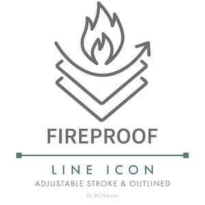 Fireproof Textile Material Line Icon SVG, Minimalist Fire Flame Resistant Fabric Feature PNG, Non Flammable Fiber Properties Vector Symbol