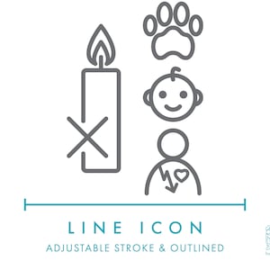 Uit de buurt van huisdieren houden Kinderen en kwetsbare mensen Kaars Safety Line Icon SVG, Fire Hazard Candle Warning Clipart, Candle Care Vector symbol