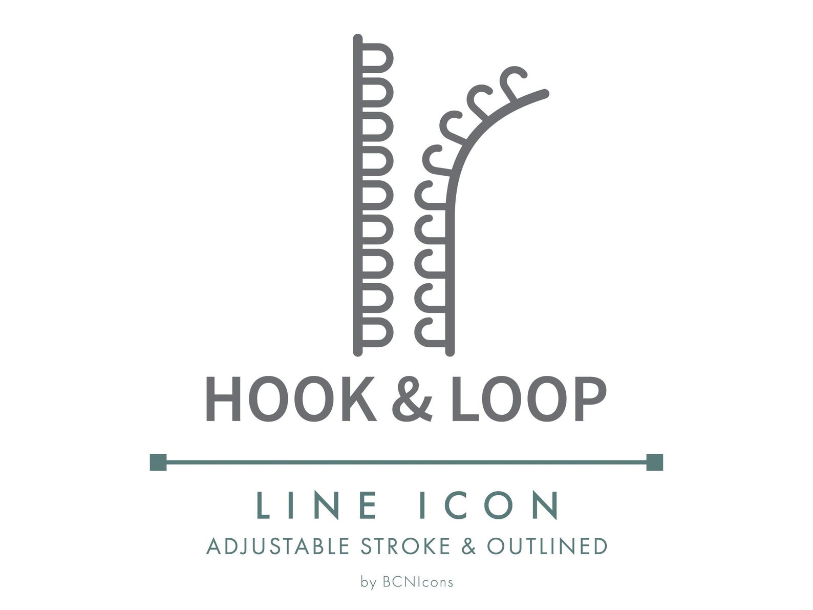 Hook Loop Icon Hook & Loop Closure Sewing Line Icon SVG, Hook - Pile Fastening Clothes ...