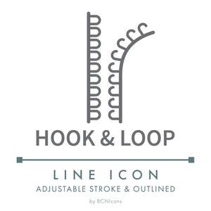 Icona della linea di cucitura con chiusura a strappo SVG, logo tessile per indumenti con chiusura a strappo, simbolo vettoriale per abbigliamento alla moda con chiusura a strappo