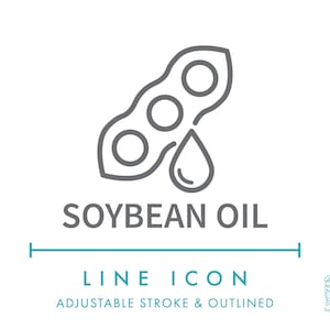 Icono de línea de aceite de soja SVG, icono de envasado de alimentos naturales de aceite vegetal de soja PNG, símbolo vectorial de producto saludable orgánico de aceite de soja vegetal