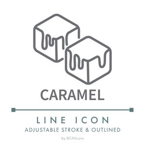 Icono de línea de caramelo SVG, clipart de alimento con sabor a caramelo PNG, símbolo vectorial de vela y cosméticos con aroma a caramelo