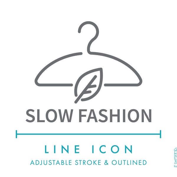 Icono de línea de ropa textil de moda lenta SVG, característica de ropa ecológica minimalista PNG, símbolo de ropa sostenible ética ecológica