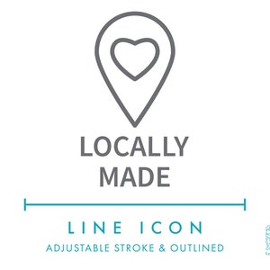 Icône de ligne fabriquée localement SVG, logo de produit écologique minimaliste cultivé localement PNG, symbole vectoriel de matériau de produit naturel durable