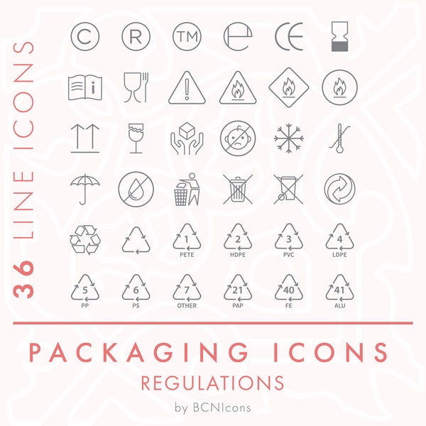 Pack d'icônes de ligne de gestion et de réglementation des emballages SVG, paquet d'icônes d'emballage minimaliste PNG, icônes vectorielles de symbole de recyclage et d'expédition