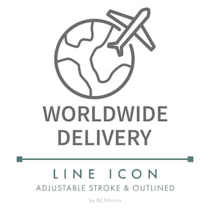 Worldwide Delivery Ecommerce Line Icon SVG, Minimalist Online Store Worldwide Shipping Website Logo PNG, Global Logistics Vector Symbol