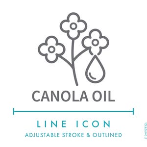 Icône de ligne d'huile de canola SVG, huile de colza végétale icône d'emballage d'aliments et de cosmétiques naturels PNG, symbole de produit sain biologique d'huile végétale