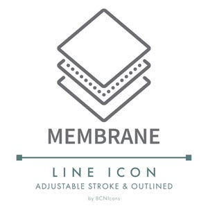 Membrane Textile Material Line Icon SVG, Minimalist Weather Protective Fabric Feature PNG, Impermeable Material Properties Vector Symbol