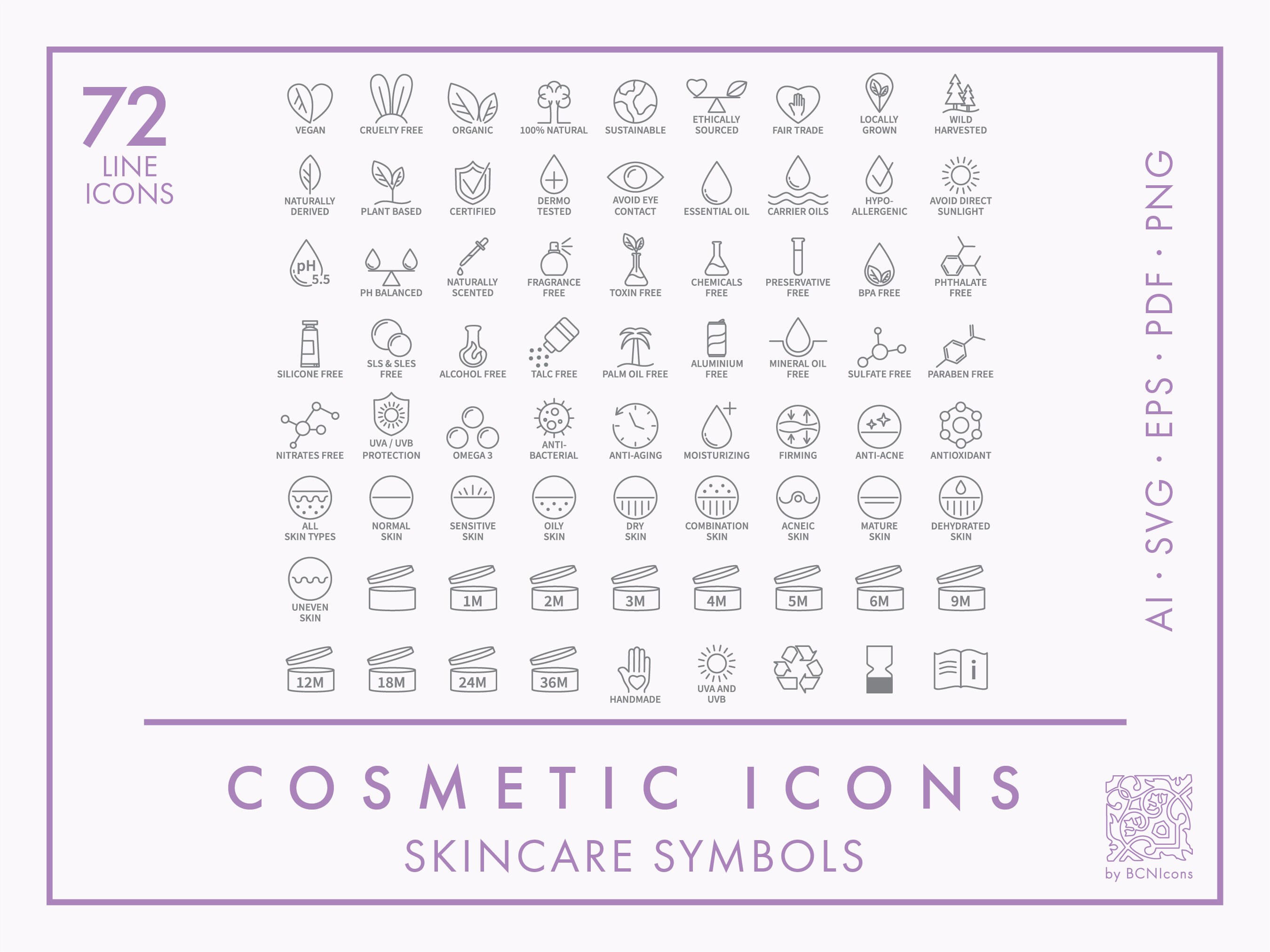 SKINCARE PACK: Beauty Product Line Icons Pack SVG Minimalist - Etsy
