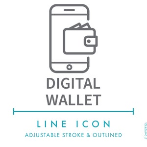 Digitale portemonnee mobiele e-commerce lijn pictogram SVG, minimalistische app kassa pictogram online winkel, online betaling Business Shop website logo symbool