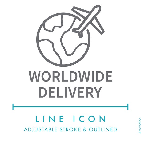 Worldwide Delivery Ecommerce Line Icon SVG, Minimalist Online Store Worldwide Shipping Website Icon PNG, Global Logistics Logo Vector Symbol