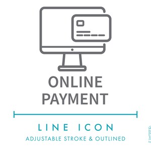 Online betaling e-commerce lijn pictogram SVG, minimalistisch webkassa pictogram online winkel png, creditcardbetaling Business Shop website logo symbool