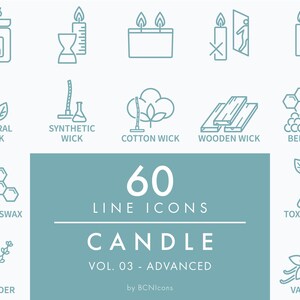 ADVANCED PACK: Candle Making Symbols Line Icons Vol. 03 SVG, Minimalist Candle Packaging Clip Art Bundle png, Wax Tart Melts Vector Icon Set