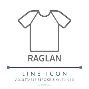 Raglan Sleeve T-Shirt Style Clothing Line Icon SVG, Raglan Cut Tshirt Apparel Symbol PNG, Raglan Style Shirt Clothes Fashion Vector Logo