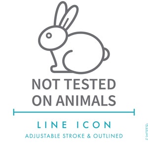 Ícone de linha "Não testado em animais" SVG, Clip Art de embalagem de cosméticos minimalista sem crueldade PNG, Símbolo vetorial de produto corporal natural ético