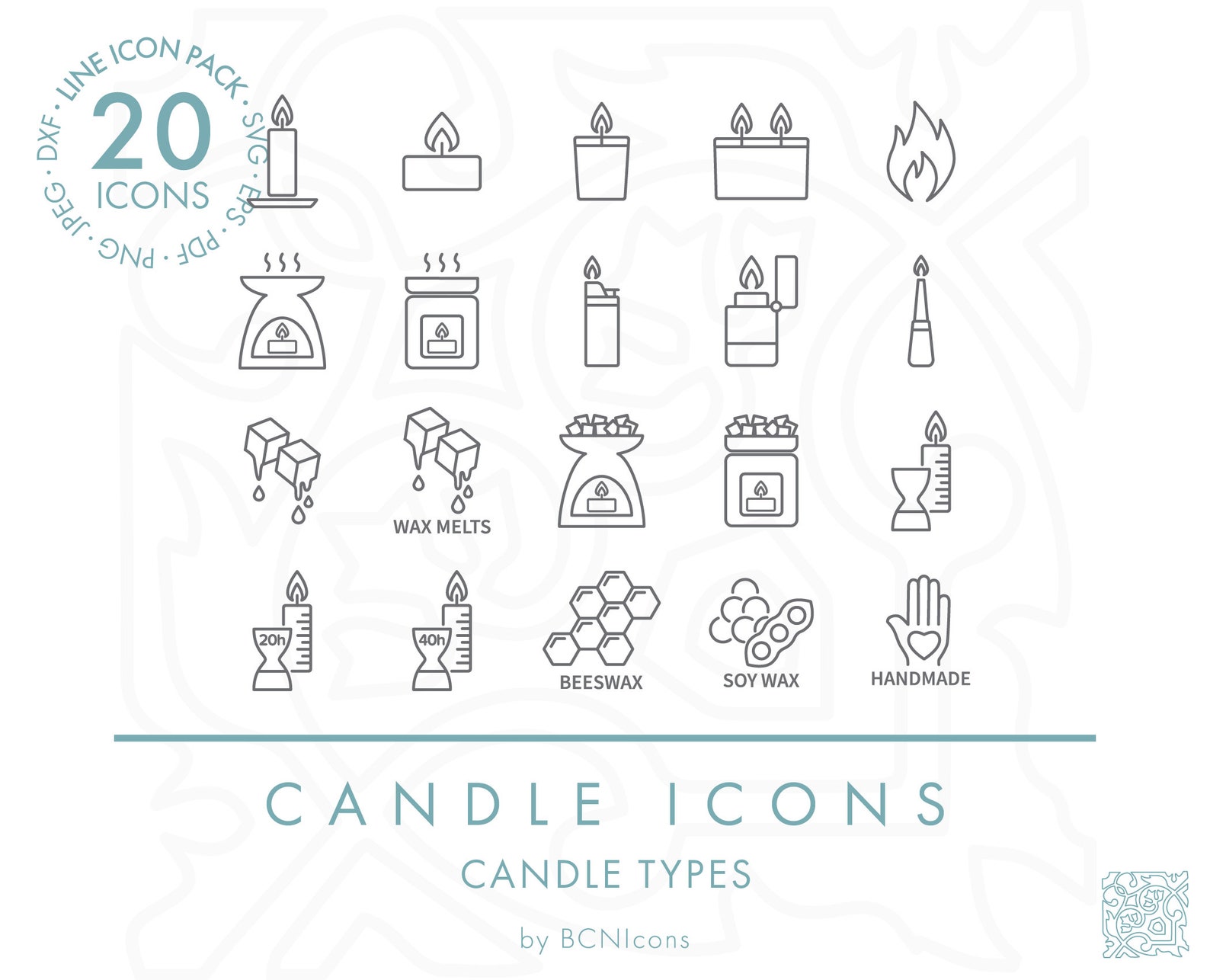 Candle Types Symbols Line Icon Set SVG Minimalist Candle Etsy