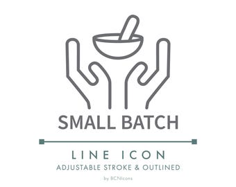 Small Batch Line Icon SVG, Minimalist Small Business Packaging Logo PNG, Micro Batch Handmade Product Vector Symbol
