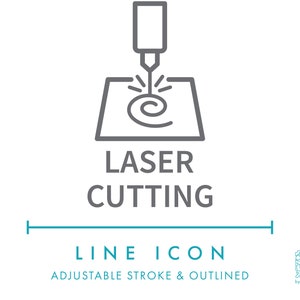 Laserschneiden Liniensymbol SVG, minimalistisch auf Bestellung personalisiertes handgemachtes Produkt Business Icon PNG, kundenspezifisches Produktsymbol Vektor