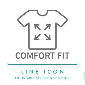 Comfort Fit Kleidung Linie Symbol SVG, Minimalistisches Comfort Cut T-Shirt Bekleidung Textilsymbol PNG, Comfort Fit Kleidung Mode Vektor Symbol
