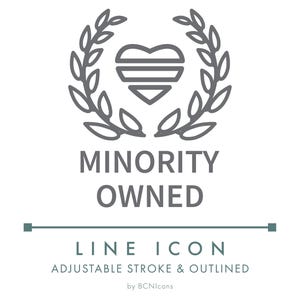 Icono de línea de negocio propiedad de minorías SVG, icono de empaque minimalista para pequeñas empresas PNG, icono vectorial de símbolo de negocio MBE ético