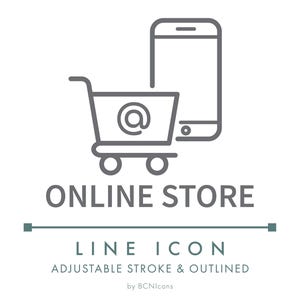 Mobile Online Store Ecommerce Line Icon SVG, Minimalist Phone App Online Store Logo PNG, International Business Website Vector Symbol