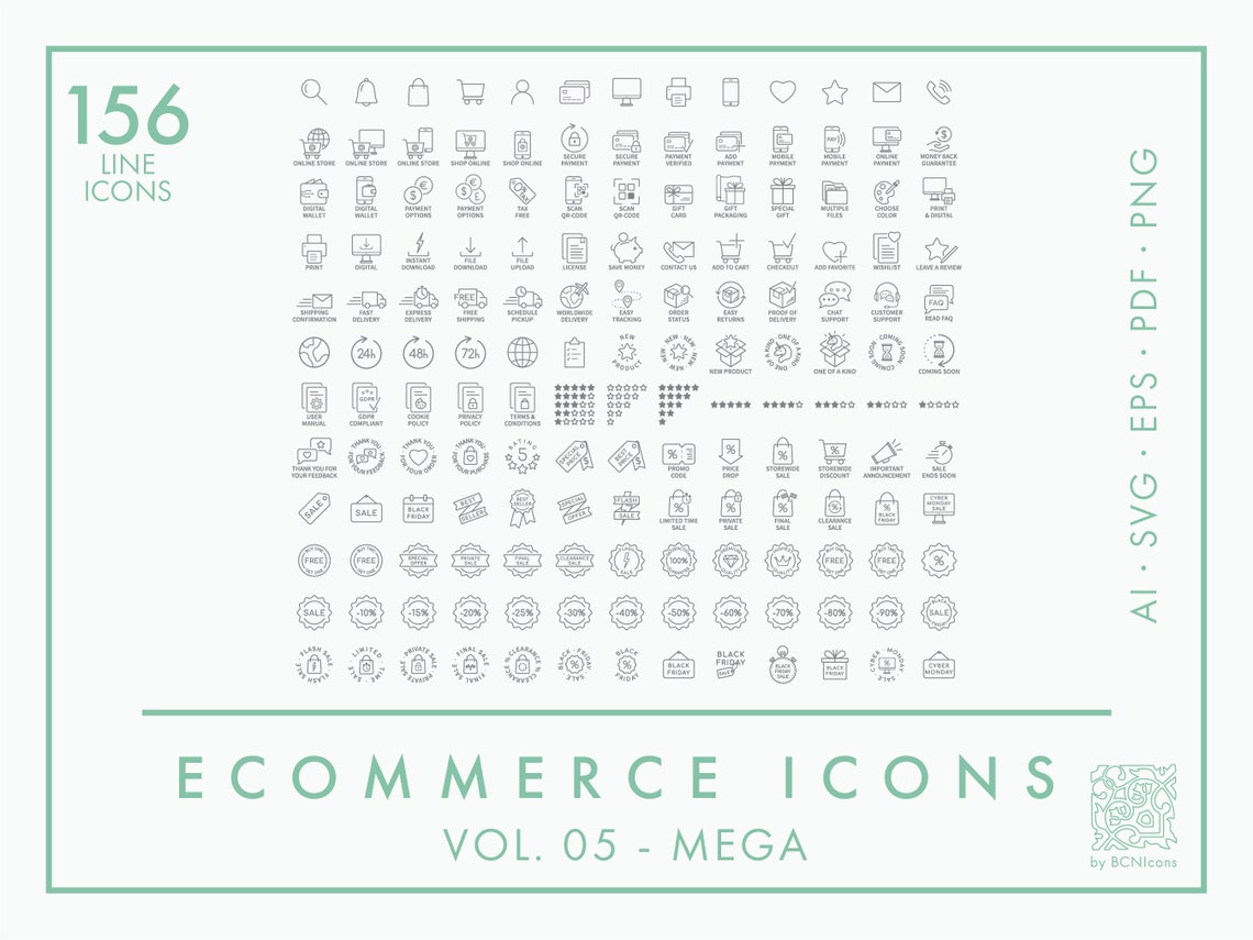 MEGA PACK: Ecommerce Symbols Vol. 05 Icon Pack SVG Minimalist - Etsy