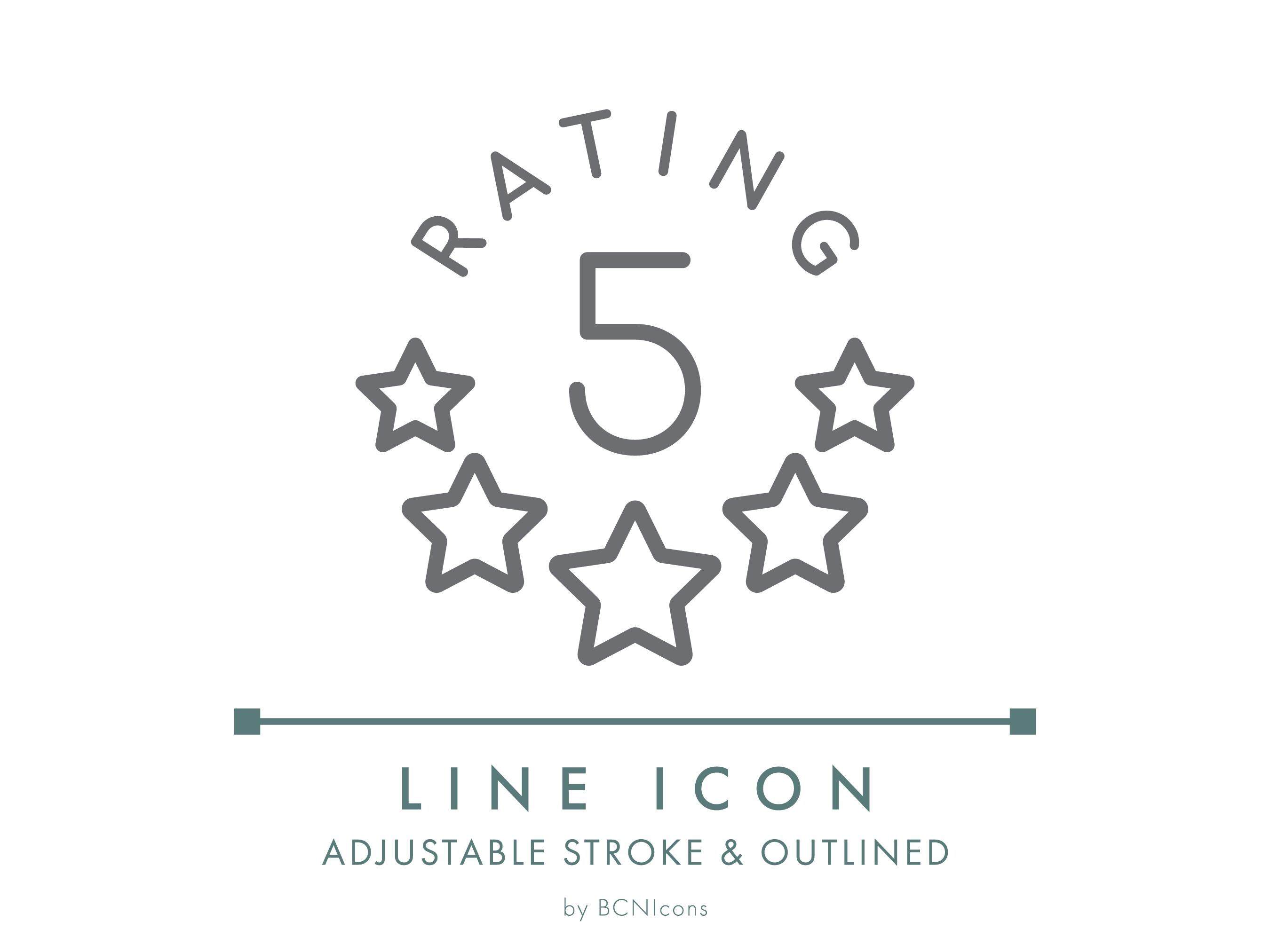 Five Star Rating Ecommerce Line Icon SVG, Minimalist 5 Star Review ...