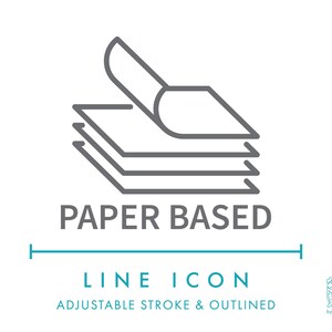 Icono de línea basado en papel SVG, icono de embalaje de producto ecológico PNG, producto sin plástico, símbolo vectorial libre de químicos nocivos