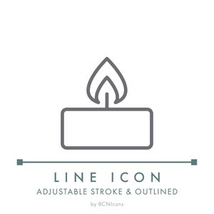 Tea Light Candle Line Icon SVG, Minimalist Small Candle Packaging Logo PNG, Low Candle Making Vector Symbol
