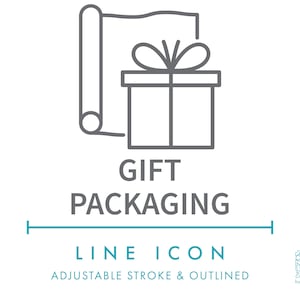 Emballage cadeau Ecommerce Line Icon SVG, Minimalist Shop Gift Wrapping Icon PNG, Present Gift Box Paper Online Store Logo Symbole Vector Icon