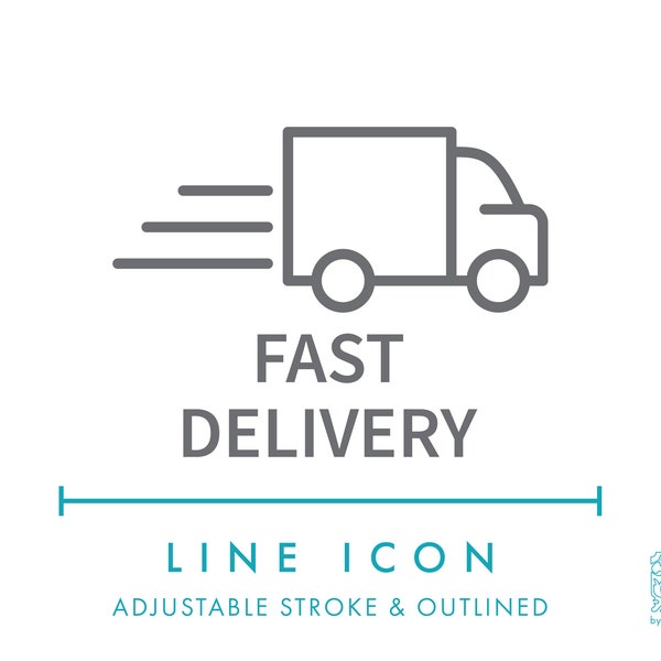 Livraison rapide Ecommerce Shipping Line Icon SVG, Minimalist Order Shipping Icon PNG, Express Shipping Fulfillment Logistics Vector Symbol