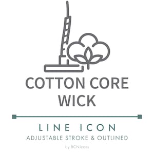 Cotton Core Wick Line Icon SVG, Minimalist Wax Candle Packaging Clipart Logo PNG, Natural Core Candle Making Vector Symbol