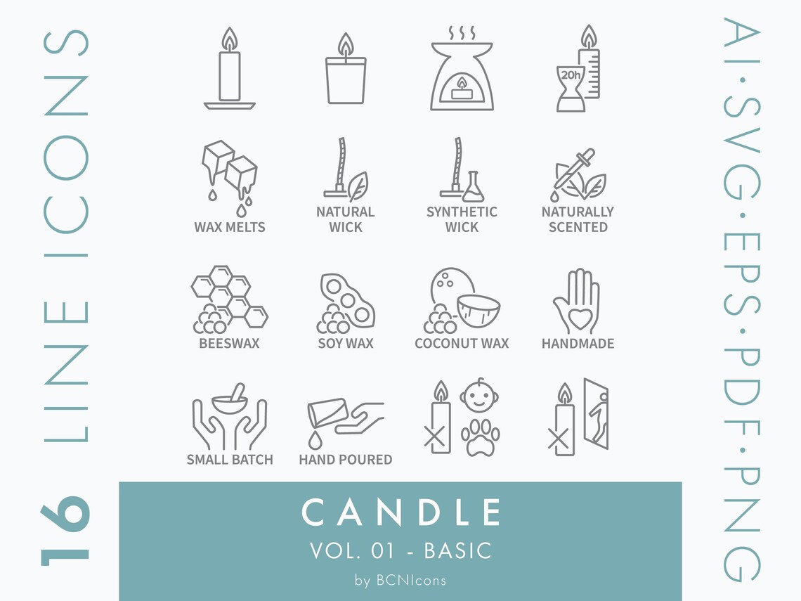 BASIC PACK: Candle Making Symbols Line Icons Pack Vol. 01 SVG ...