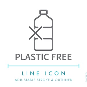 Kunststofffreies Symbol Liniensymbol SVG, minimalistisches, umweltfreundliches Naturkosmetik-Verpackungssymbol PNG, biologisch abbaubares Produktsymbol Vektor-Symbol