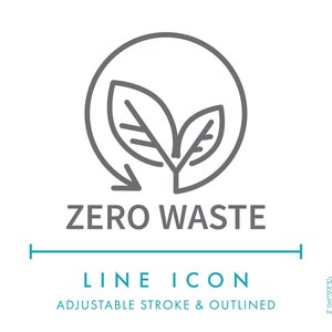 Zero Waste Linie Symbol SVG, Grünes umweltfreundliches natürliches Lebensmittel- & Kosmetikverpackungssymbol PNG, Symbol für nachhaltiges Produkt, Vektorsymbol