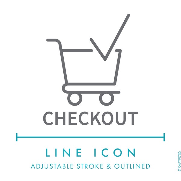 Checkout Ecommerce Line Icon SVG, Minimalist Online Store Business Shopping Bag Icon PNG, Online Shop Cart Logo Website Vector Symbol