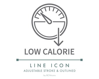 Low Calorie Line Icon SVG, Minimalist Low Calories Natural Diet Food Packaging Logo PNG, No Fat or Sugar Healthy Product Vector Symbol
