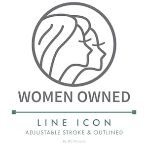 Women Owned Business Line Icon SVG, Minimalist Feminine Small Business Packaging Clipart, Ethical Handmade Product Symbol Vector PNG image 1