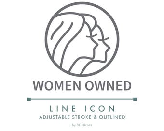 Women Owned Business Line Icon SVG, Minimalist Feminine Small Business Packaging Clipart, Ethical Handmade Product Symbol Vector PNG
