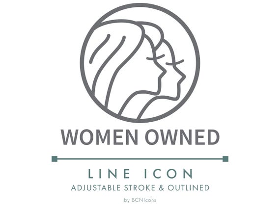 Women Owned Business Line Icon SVG, Minimalist Feminine Small Business Packaging Clipart, Ethical Handmade Product Symbol Vector PNG