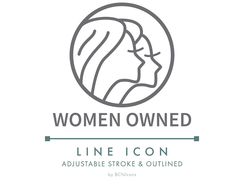 Women Owned Business Line Icon SVG, Minimalist Feminine Small Business Packaging Clipart, Ethical Handmade Product Symbol Vector PNG image 1