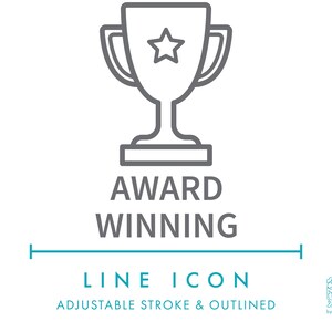 Ícone de linha de pequenas empresas premiado SVG, ícone de embalagem de produto minimalista premiado PNG, símbolo de distintivo de prêmio de troféu de prêmio